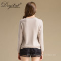 Cream Color Round Neck Short Style Ladies Handmade Knit Wool Sweater Patterns